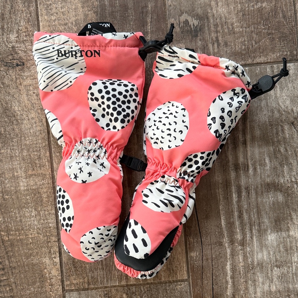Burton Kids' Mittens in Pink with Black and White Patterns
